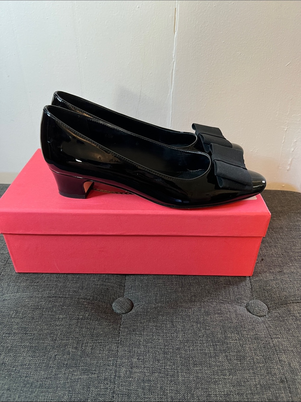 Vaneli Black Patent Flats with Fabric Bow - Picture 5 of 6